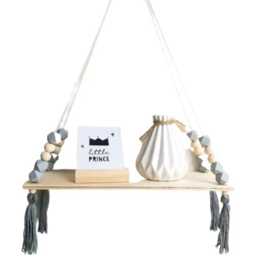 Wood Home Decor Nordic Shelf Rope Wall Mounted Floating Shelves Rack Swing Hanging Plant Flower Pot Outdoor Hanging Shelves