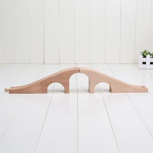 2pcs/set 44cm Three holes wooden bridge railway train Track slot fit to Friends train head toys