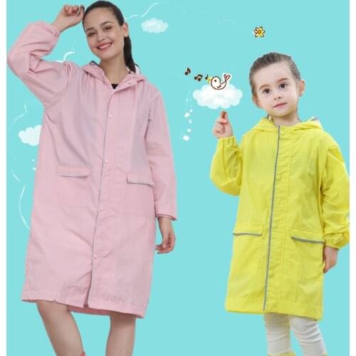 Long Raincoat Women Kids Ladies Raingear Breathable Portable Students Rain Poncho Coat Jacket Parent-child