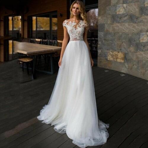 Elegant Soft Tulle Long Appliqued A-line Weeding Dress Through Beach 2021 Formal Occasion