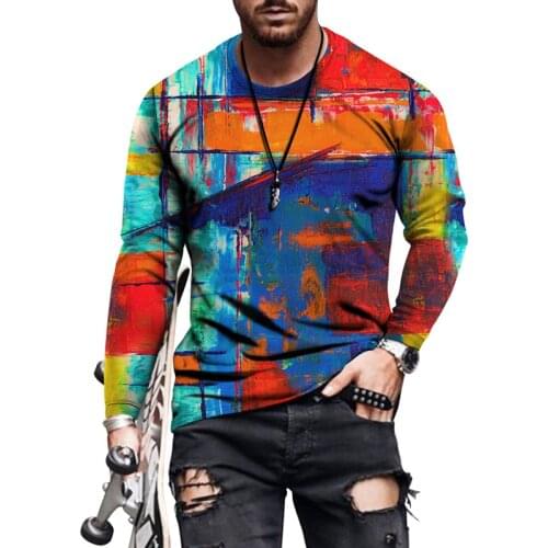 Four Seasons Loose Long Sleeve T-Shirt 3D Print Creative Stick Figure Round Neck Pullover Casual Streetwear Fashion For Unisex