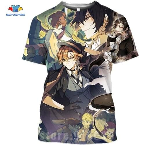 Cosplay Bungou Stray Dogs Shirt 3D Print Detective Suicide Comics Tshirts Oversized Mens T-shirts Graphic Women Gym Clothing