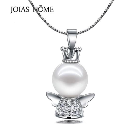 JoiasHome 925 sterling silver pendant creative pearl and personality angel pendant female delicate jewelry wedding gift