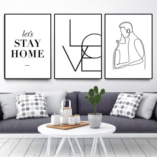 Canvas Painting Black And White Love Quote Sweet Lover Stay Home Letter Poster Art Print Picture For Living Room Home Decor
