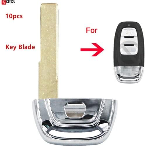 Keyecu 10pcs Insert Emergency Key Smart Ignition Key for Audi A3 A4 A5 A6 A7 A8 Q5 Allroad Remote Key Blank HAA HU66 Uncut Blade