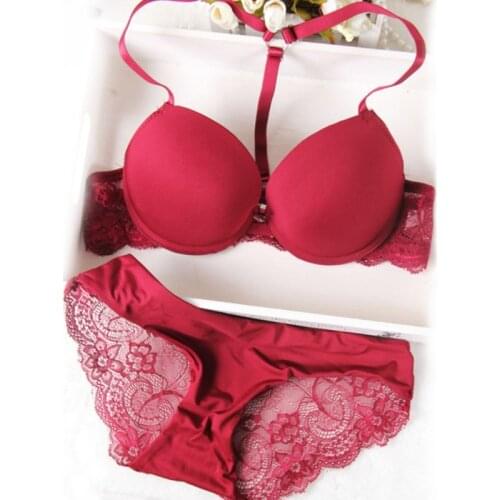 Front Closure Bra Set Women Lolita Lingerie Push Up Bra and Panty Set Purple White Red Bras Plus Size Women Underwear Sets