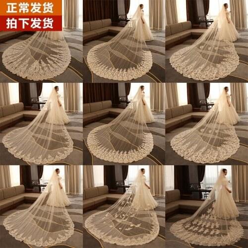 Lace veil high lace trim bridal dresses veil with comb