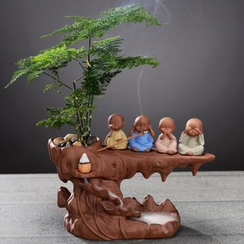 Purple Clay Backflow Incense Burner Holder Smoke Fountain Incense Burner Indoor Waterfall Incienso Quemador Home Decor YD50XL