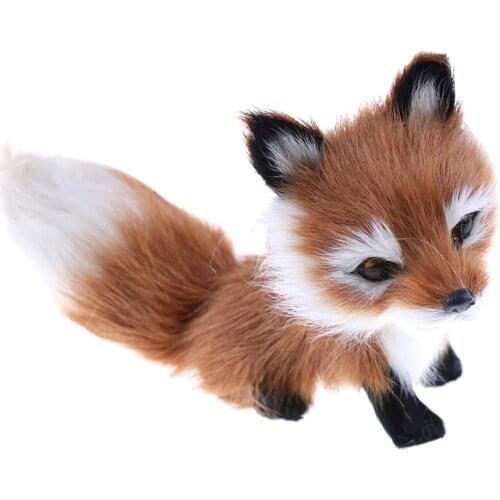 Small simulation fox toy mini squatting fox model home decoration wedding birthday gift 12*6*8.5cm