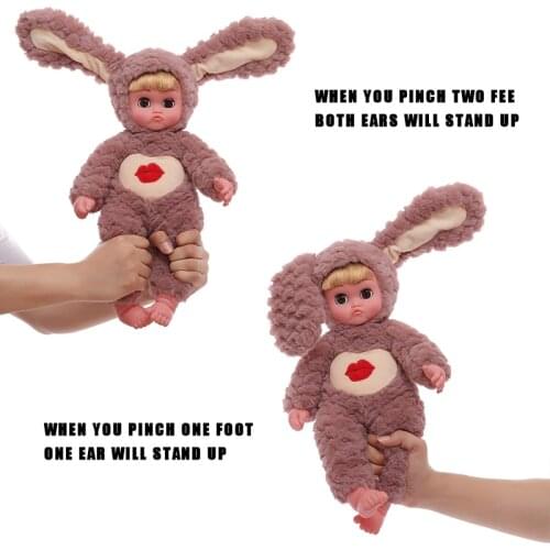 40cm Blinking Rabbit Plush Doll Curls Plush Bebe Face Toys with Ears Moving Plush Toy Pout Ears Stand Dolls Cute Birthday Gift