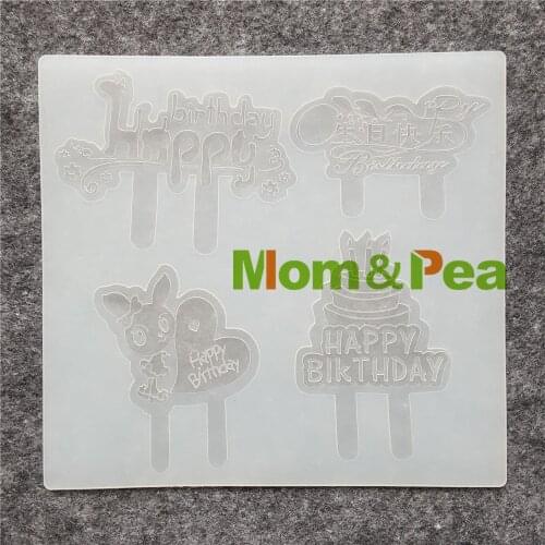 Mom&Pea CX155 High Quality Happy Birthday Shaped Silicone Mold Chocolate Mold Cake Decoration