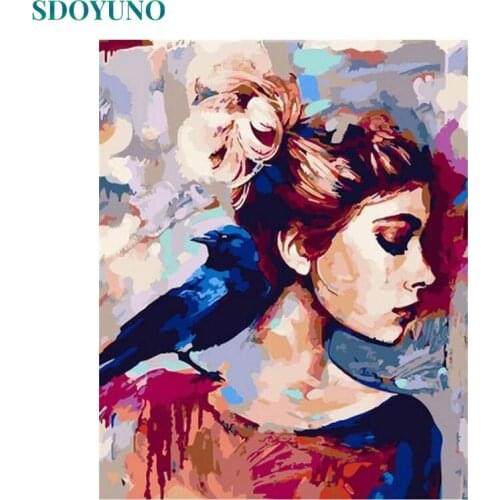 SDOYUNO 60x75cm Paint By Numbers Kits Figures DIY Painting By Numbers On Canvas Girl Frameless Handpaint Digital Pictures By Num