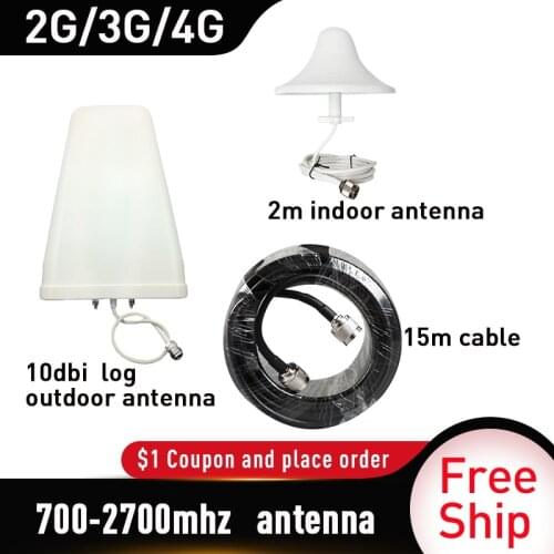 2G 3G 4G Antenna 700~2700mhz LPDA Outdoor antenna Ceiling indoor Antenna 15 meter cable Accessories for Mobile Signal Booster
