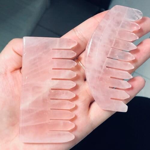 Natural High Quality Angel Aura Rose Quartz Comb Shape Stone Hand Crafted For Gift &Home Decor