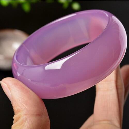 Natural jadeite bracelet girl pink purple chalcedony Brazilian widening thickened bracelet