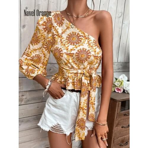 Блузки с открытыми плечами Navel Orange China At AliExpress