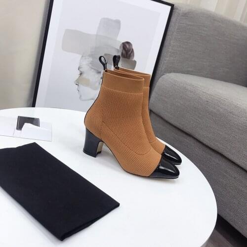 2021 New Womens Boots Ankle Socks Boots For Woman Fashion Brand Womens Shoes High Quality Leather Shoes Mix Color Shoes