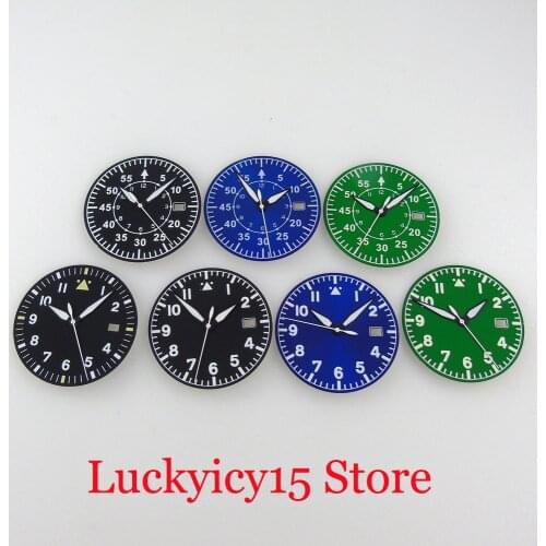 New Sunburst Sterile Green Luminous Automatic Watch Dial 33.6mm fit NH35A NH36A Watch Needles Hand