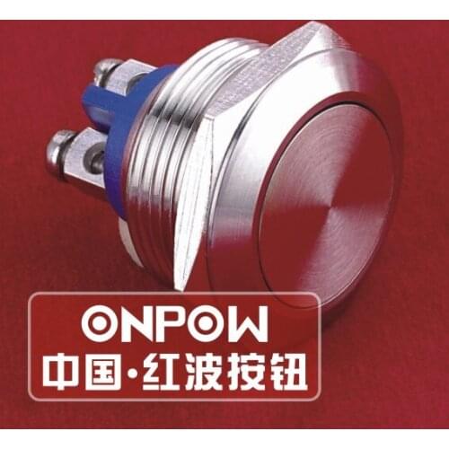 ONPOW 19mm 1NO Stainless steel momentary metal push button switch with flat round actuator (GQ19SF-10/S) CE,ROHS
