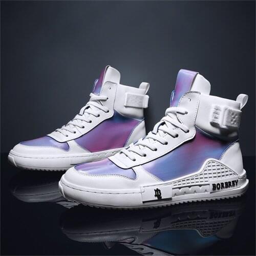 Autumn and winter new high-top mens shoes, colorful mens shoes, shiny personality shoes, mens casual shoes, fashion sneakers