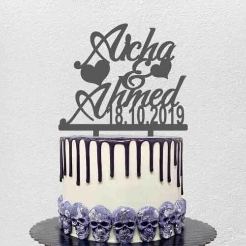 Personalized Wedding Cake Topper Custom Couples Name Wedding Date Wedding Party Decoration Cake Topper