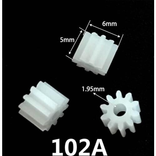 10 Teeth 0.5M Plastic Gear 10T OD= 6mm Hole= 1.95/ 2.1mm DIY Model Technology Toys Motor Pinion Parts 102A 102.5A 102B