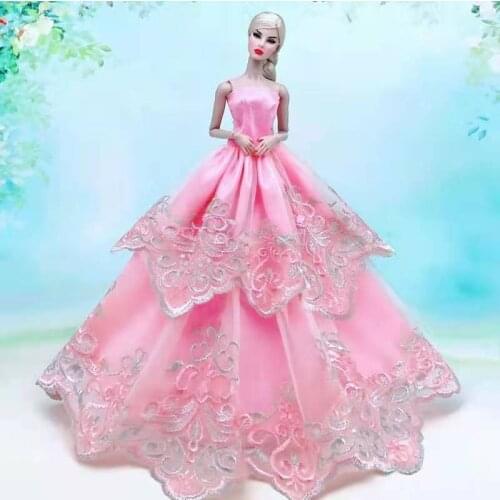 Fashion Romantic Floral Off Shoulder Princess Dress for Barbie Doll Clothes Wedding Gown Vestidoes 1/6 BJD Dolls Accessories Toy