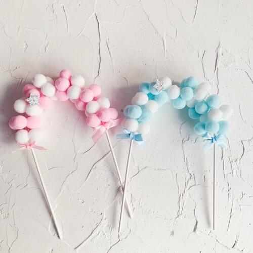 Plush Arch Flower Wedding Cake Topper New Birthday Cake Decorations Colorful Plush Cupcake Topper Party Supplies Baby Shower