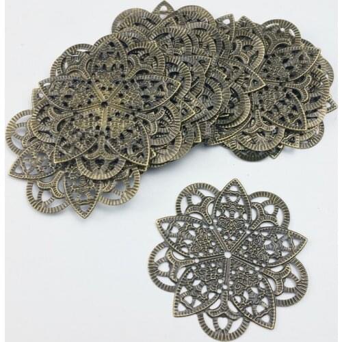 40mm 20pcs Wholesale Filigree crafts Hollow Embellishments Findings,Jewelry Accessories,Bronze Tone ornaments