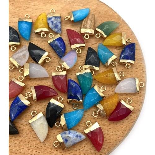 5pcs/pack Natural Semi-precious Stone Charms Chili Shape Pendants DIY for Making Necklace Tiger Eye Agate Rose Quartz 10x20mm