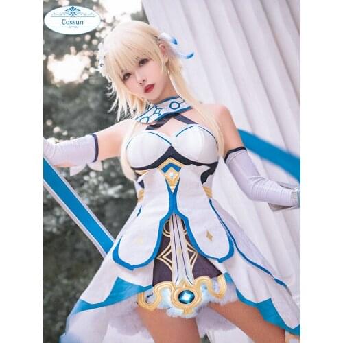 Hot Game Genshin Impact Lumine Cosplay Costume Spark Knight Fashion Lovely Uniform Dress Female Role Play Clothing S-XL New
