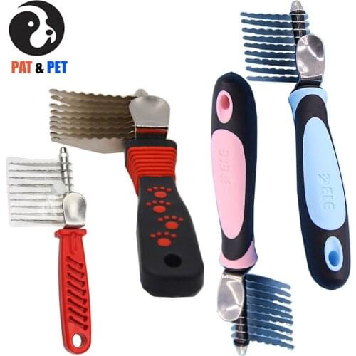 Dematting Comb / Rake / Tool for Dogs & Cats , Stainless Steel Blades , Thumb Rest & Ergonomic Soft Grip Handle