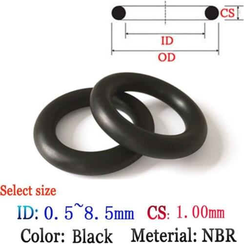 Rubber O-Ring CS1.0m Fluoro Washer Seals Plastic gasket Silicone ring film oil and water seal gasket NBR material black O-Ring