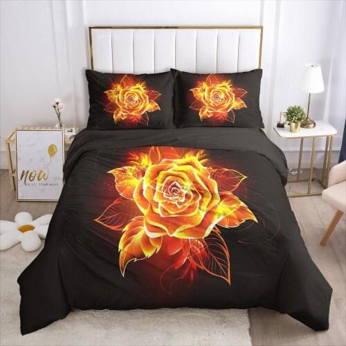 Luxury Bedding Set Black 3D Duvet Cover Set with Zipper Bed Linen Comforter/Quilt Coves King Queen Single Twin Size Home Textile
