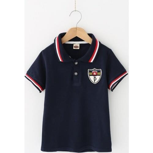 2019 New arrival children summer clothing Boys good quality casual short sleeve patchwork label Polo Shirt 4-9 years