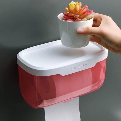 Self-adhesive Toilet Paper Holder Waterproof Tissue Box Mobile Phone Storage Rack Kitchen Bathroom Paper Container Organizer