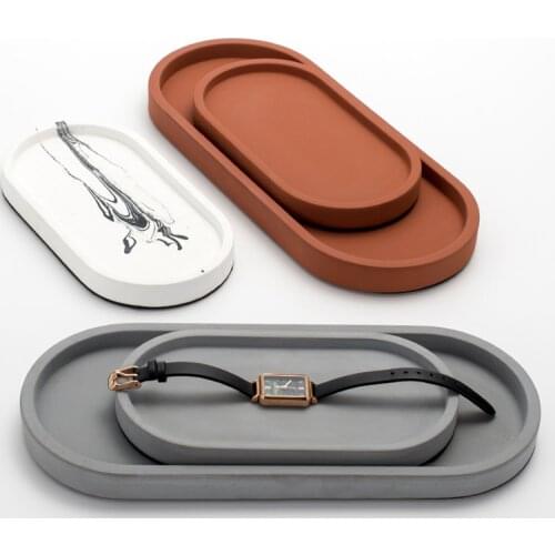 Nordic Industrial Bathroom Organizer Cement Jewelry Display Plate Concrete Makeup Storage Tray Desk Organizer Wedding Souvenir