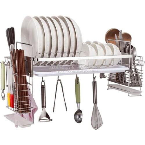 304 Stainless Steel Kitchen Hanging Dish Rack Drain Rack Rack Wall Hanging Knife Holder Hook Single Layer