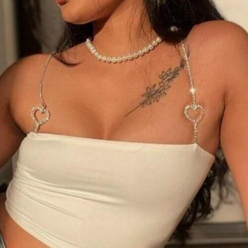 Stonefans 1 Pair Heart Crystal Bra Shoulder Strap Adjustable Women Girls Rhinestone Bra Straps Sexy Dress Underwear Accessories