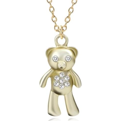 Rhinestone Toy Bear Bear Necklace Fashion Creative Men and women Personality Wild Animal Dolls Crystal Bear Pendant Ornaments
