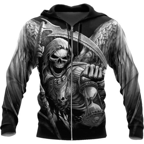 Death Skull Tattoo 3D All Over Printed Fashion Hoodies Men Hooded Sweatshirt Unisex Zip Pullover Casual Jacket Tracksuit DW0235