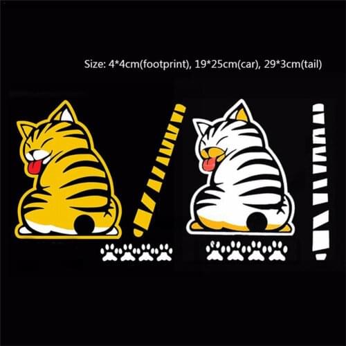 Universal 3D Car Stickers Creative Cartoon Cat Moving Tail Paws Styling Decoration Sticker For Auto Rear Windshield Car Window