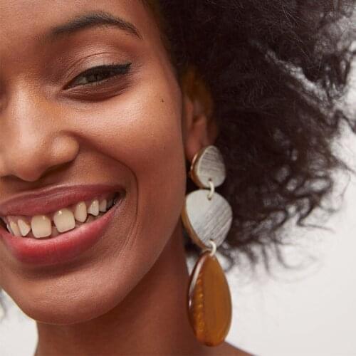 Water Drop Dangle Earrings for Women Deep Yellow Acrylic Material Vintage Multi-layers Exaggerated Ear Jewelry ET1061