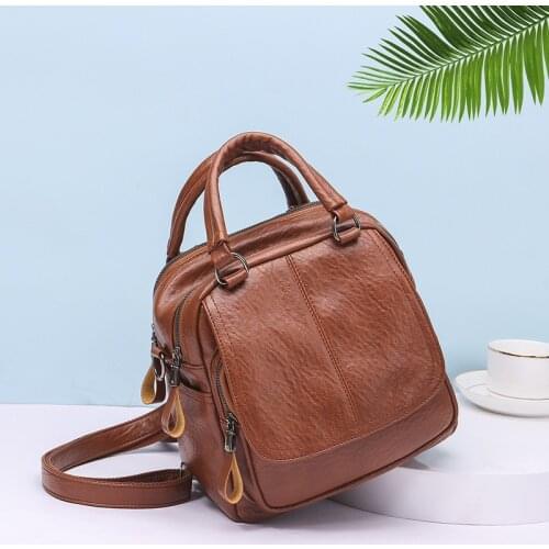 Backpack female trend pu soft leather fashion all-match college style leisure travel backpack