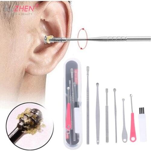1/6/7pcs/set Durable Stainless Steel Ear Wax Pickers Spiral Earpick Wax Remover Curette Ear Pick Cleaner Spoon Ear Clean Tool
