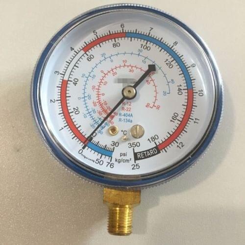 1/8" 70mm Blue Low Pressure Refrigeration Freon A/C Manifold Gauge Low R-12/R-22/R-502(R-404A/R-134a) 0-220/350Psi 0-15/25kg/cm2