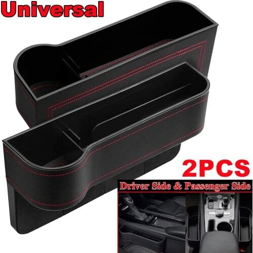 2pcs (Left+Right) Universal Black Car Front Seat Gap Crevice Storage Box Organizer Holders Case Driver+Passenger Side ( 1 Pair )