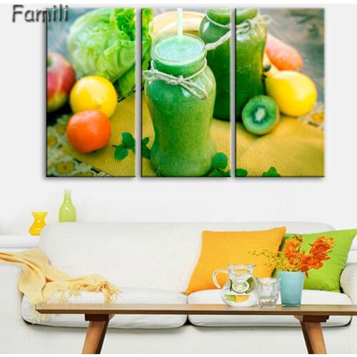 3 Panels 2018 Hot Free shipping wall Decor oil painting for kitchen Fruits printed on canvas decorative canvas painting no frame