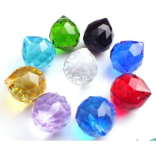 40pcs+10 colors mixed colors 40mm crystal faceted prism chandelier suncatcher ball wedding party decoration+free rings