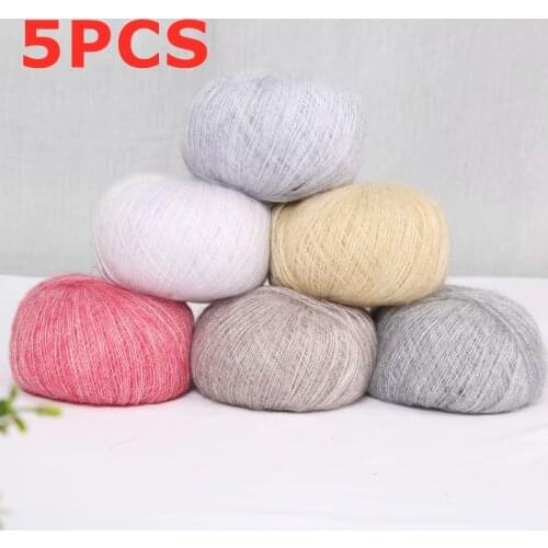 5pcs X20g Silk Mohair Yarn Cheap knitting Yarn Crochet Baby Wool For Knitting Sweater Shawl 1.0mm Thin Yarn Light Fairy Beauty